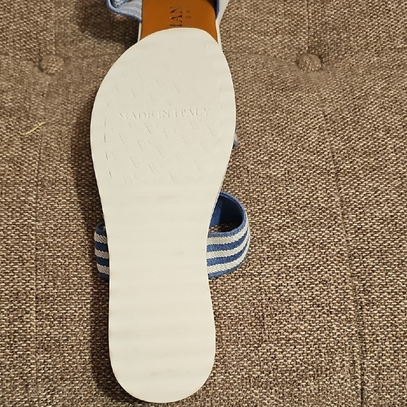 Striped Blue and White Sandals - Picture 2 of 3